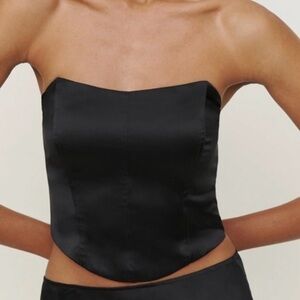 Reformation Black Silk Corset Top